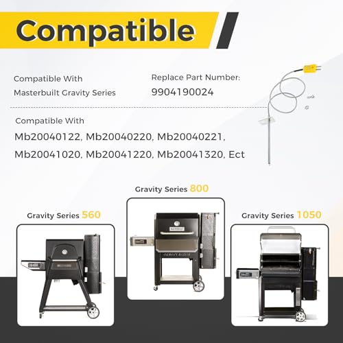 MOOTVGOO Temperature Probe Replacement for Masterbuilt Gravity Series 560/800/1050 XL & Digital Charcoal Grill & Smokers, Replace Part Number: 9904190024 - Grill Parts America