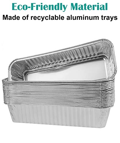 Aluminum Foil Grill Drip Pans -Bulk Pack of Durable Grill Trays Disposable BBQ Grease Pans Compatible with Made Also Great for Baking, Roasting 