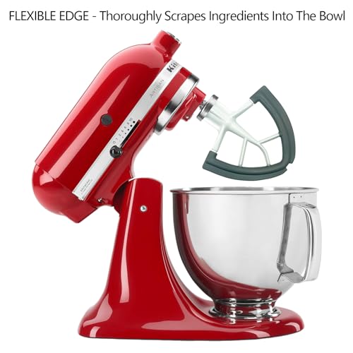 Flex Edge Beater, Kitchen Aid Mixer Accessory, Attachments For Mixer,Fits  Tilt-Head Stand Mixer Bowls For 4.5-5 Quart Bowls,Beater With Silicone