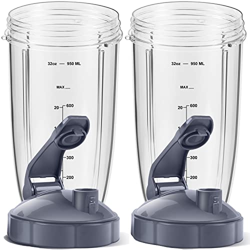 UPGRADE Replacement 32oz NutriBullet Blender Cups & Blade Part Compatible  with 600w/900w Blender (7 Pieces)