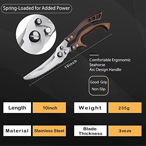 Kitchen Shears, Heavy Duty Spring Loaded Kitchen Scissors with Serrated  Edge, Professional Stainless Steel No Rust Poultry Shears for Cutting  Chicken