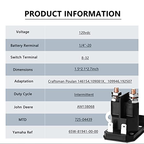 Tecreddy Starter Solenoid for John Deere AM138068 Cub Cadet 725-04439 MTD Riding Lawn Mower Tractor - Grill Parts America