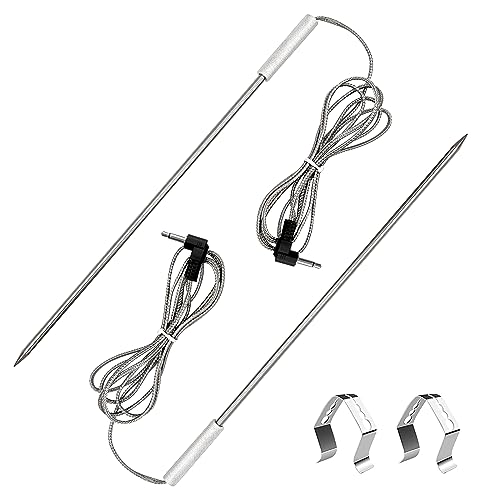 YAOAWE 2-Pack Meat Probe Repalcement for Pit Boss Pellet Grills and  Smokers, 3.5mm Temperature Probe for Pit Boss, with Probe Grommets and  Probe Clips