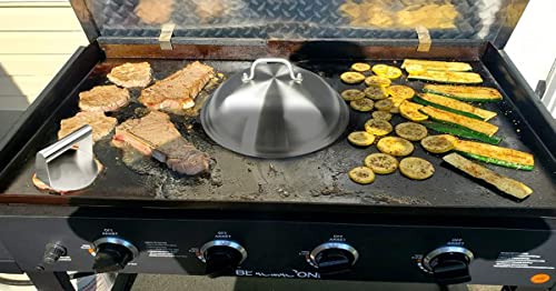 Griddle Accessories - Heavy Duty 12 Inch Round Basting Cover - Stainless Steel - Cheese Melting Dome and Steaming Cover - Best for Use in Flat Top Grill Cooking Indoor or Outdoor, 0.6mm Thickness - Grill Parts America