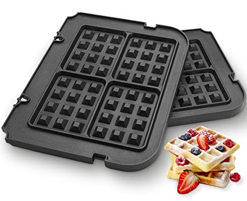 RAFBAR Waffle Plates for Cuisinart Griddler GR-4N,GR-5B P1,GR6S and GRID-8N Series, 2 Nonstick Coating Plates for 4 Slices Belgian Waffles - Grill Parts America