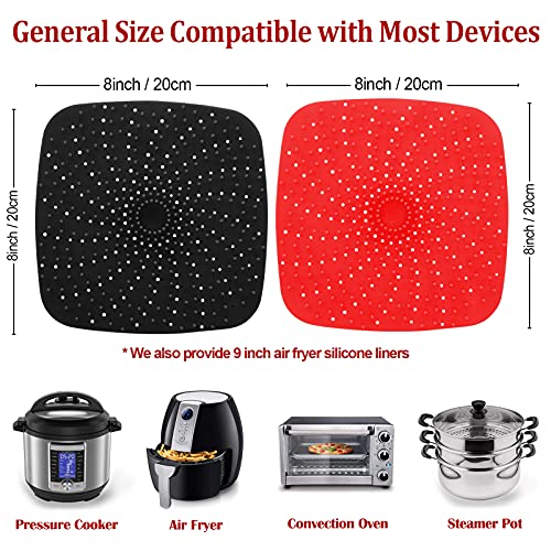 Upgrade Reusable Air Fryer Liners with Raised Silicone | Patented Product | BPA Free Non-Stick Silicone Air Fryer Mats | Air Fryer Silicone Tray Accessories | 2 Size Options – 8 Inch Square - Grill Parts America