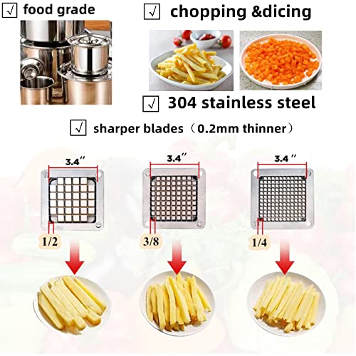 Havulhua Upgrade Fruit Vegetable Cutter Stainless Vegetable Chopper, French  Fry Cutter, Stainless Onion Dicer for Tomato Peppers Mushroom with 3