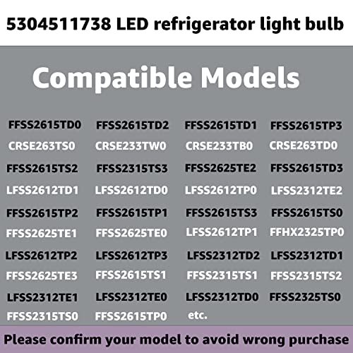 Sanyasi 5304511738 LED Light Bulb Refrigerator for Frigidaire Electrolux Refrigerator PS12364857 AP6278388 Refrigerator Parts & Accessories Wattage:3.5w