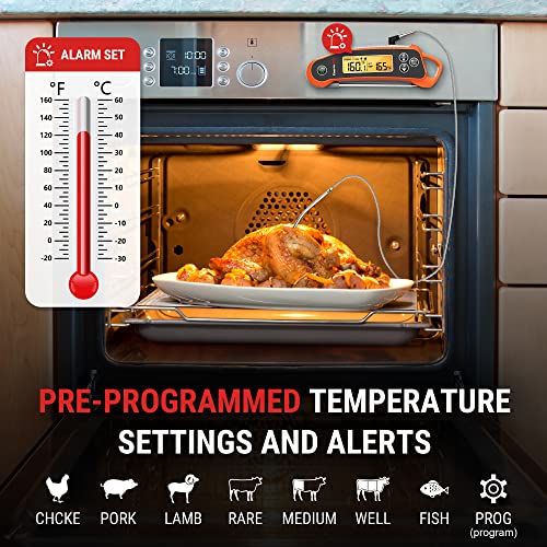 Digital Thermometer for Oven, Grill, and Smoker Includes Dual