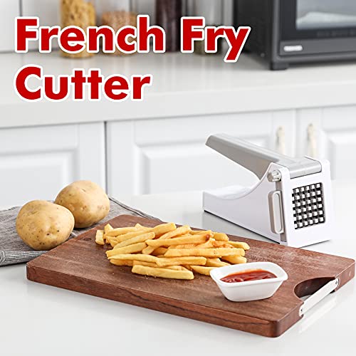 French Fry Cutter with 2 Blades, Professional Potato Cutter Stainless Steel, Potato Slicer French Fries, Press French Fries Cutter for Potato