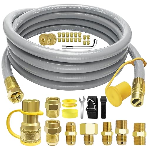 NQN 12FT 1/2" ID Natural Gas Hose with Quick Connect Fitting for BBQ, Grill, Pizza Oven, Patio Heater. for Weber, Char-Broil, Pizza Oven, Patio Heater,NG Grill and Natural Gas Conversion Kit - Grill Parts America