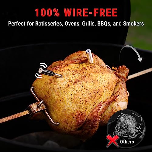 ThermoPro TempSpike 500ft Truly Wireless Meat Thermometer, Bluetooth Meat Thermometer for Grilling and Smoking, Meat Thermometer Wireless for BBQ