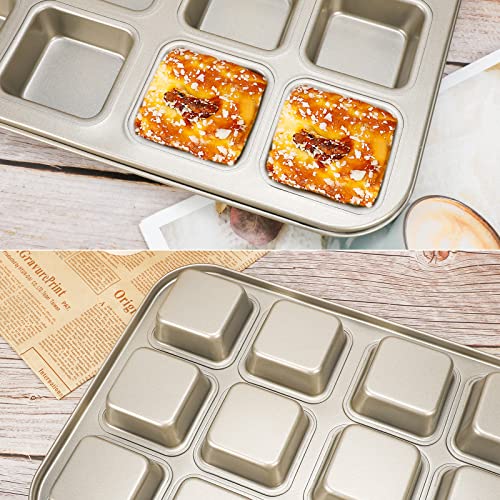 Beasea Brownie Pan with Dividers, 1 Set 12 Cavity All Edges Square Cupcake  Brownie Pans Mini Cake Non Stick Baking Carbon Steel Bread Mold Small Edge