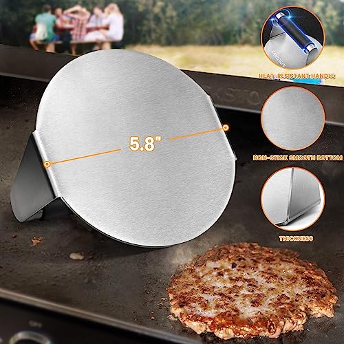 FANGSUN Smashed Burger Press Kit, Stainless Steel Burger Smasher, Grill  Spatula and Spice Shaker, Hamburger Press Tool for Flat Top Grill, Griddle