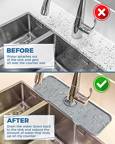 Kitchen Sink Splash Guard, Silicone Faucet Mat, Faucet Rack For