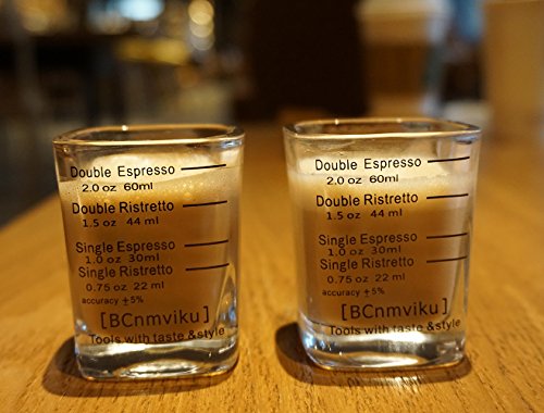 Espresso Shot Glasses Measuring Cup Liquid Heavy Glass for Baristas 2  ounces for Single and Double