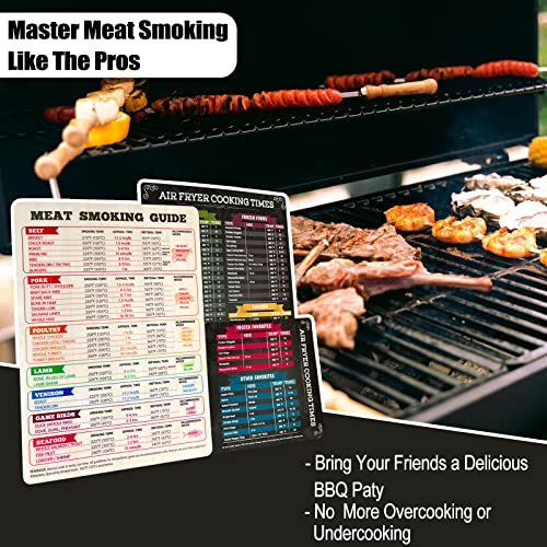 Best Improved Version Meat Temperature Magnet & Meat Smoker Guide Beautiful  Colors Smoker Accessories for BBQ Grilling Pellet Smoking Meats More Wood