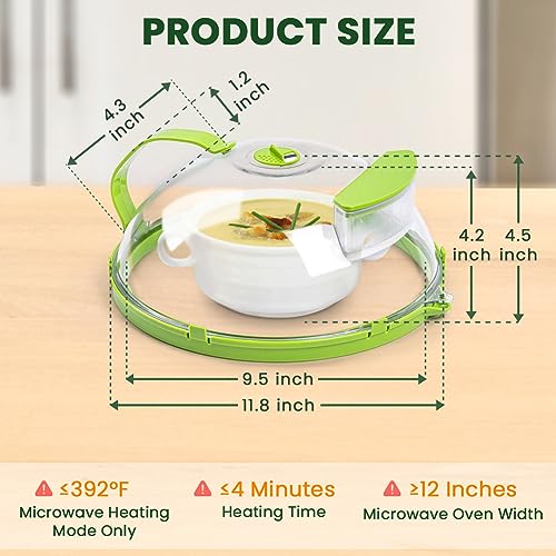 Microwave Splatter Cover Guard Lid Clear Plates Dish Covers Microwave Oven Food  Cover with Handle and