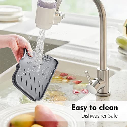 Kitchen Faucet Sink Splash Guard - Silicone Self Draining Pad Behind Faucet  Mat, Water Catcher Tray for Kitchen Bathroom (14.6)