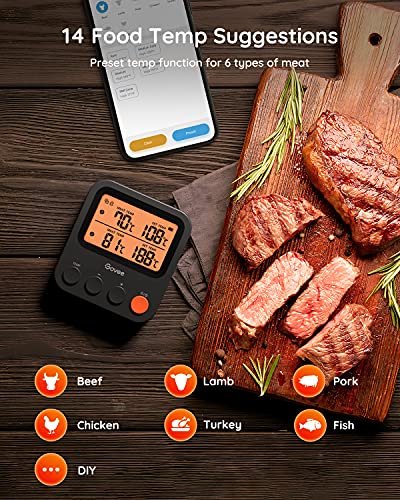 ThermoPro TP25 500ft Wireless Bluetooth Meat Thermometer with 4 Temperature Probes Smart Digital Cooking BBQ Thermometer for Grilling Oven Food