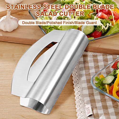 Double Blade Salad Cutter, Stainless Steel Mezzaluna Chopper Knife for  Lettuce, Salad and Vegetable Mincing