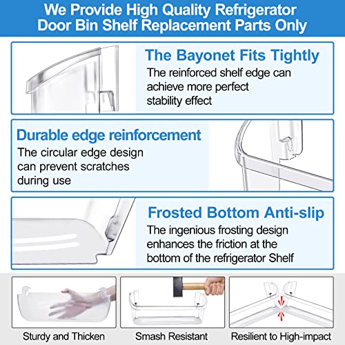 ARLBA UPGRADE 242126602 Refrigerator Door Bin Bottom 2 Shelves Replacement Compatible with Cros-ley & Frigidaire Refrigerator Door Shelf Side Rack AP6278233 4547407 FFSS2625TS0 LFSS2612TF0 2-Pack - Grill Parts America