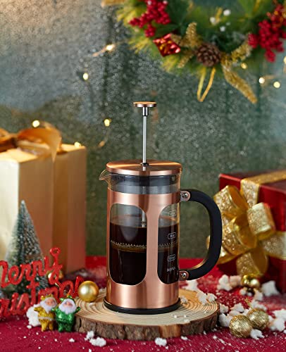 French Press Coffee Maker Glass Stainless Steel Large Copper 34oz