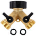 Biswing Garden Hose Splitter 2 Way, Heavy Duty Brass Connector Tap Splitter, Y Splitter 2 Valves with 2 Extra Rubber Washers - Grill Parts America