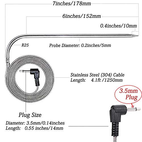 Replacement Meat Probe for Pit boss Pellet Grill and Pellet Smoker, 3.5mm  Plug 2 Pack Meat Probes with Grills Clip Accessories (Upgraded Version)