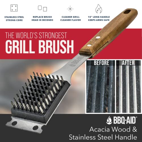 Safe/Clean Ceramic Nylon Grill Brush with Scraper - Metal Bristle