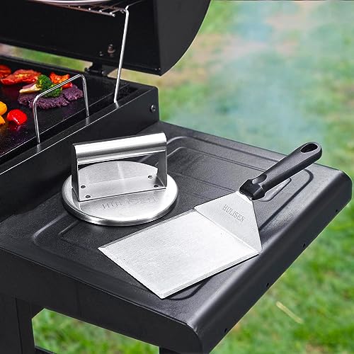 Griddle Accessories Kit and Burger Press, Flat Top Grill Accessories Set  for Blackstone and Camp Chef, Grill Spatula Set Stainless Steel BBQ