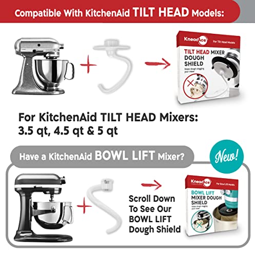Dough Hook Shield for KitchenAid C Shape Dough Hooks, Mess Free Mixer  Accessory Attachment for KitchenAid(White)