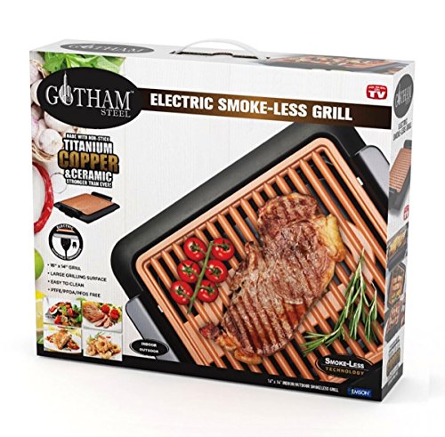 Electric Smokeless Indoor Grill w/Non-Stick Cooking Surface & Adjustable