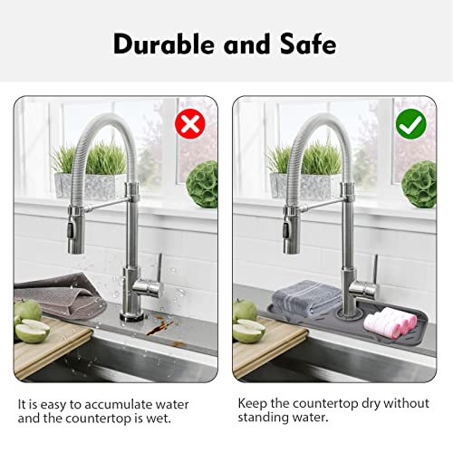 Kitchen Sink Splash Guard - Silicone Faucet Handle Drip Catcher Tray, Dish  Soap Dispenser and Sponge Holder Mat Behind Faucet, Kitchen Guard Gadgets  Sink Accessories for Kitchen Counter and Bathroom