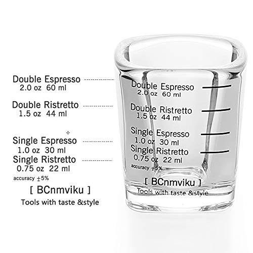 BCnmviku Shot Glasses Measuring Cup Espresso Shot Glass Liquid Heavy Glass Wine Glass 2 Pack 26-Incremental Measurement 1oz, 6 tsp, 2 Tbs, 30ml (Black