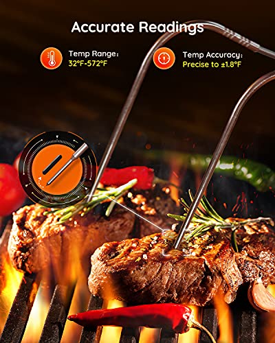  ThermoPro TP25 500ft Wireless Bluetooth Meat LCD Thermometer  with 4 Temperature Probes Smart Digital Cooking BBQ Thermometer for  Grilling Oven Food Smoker Thermometer, Rechargeable : Home & Kitchen