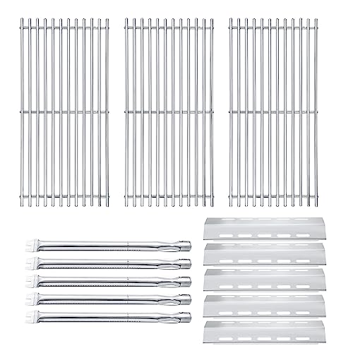 Hisencn Replacement Parts for Ducane 30400042 30400043 30558501 Gas Grill Stainless Steel Burner Tube Heat Plates Tent Shield 19 3 4 Cooking Grid Grates for Ducane 5 Burner Replacement Parts Grill Par...