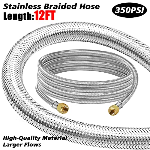 12 Feet High Pressure Braided Propane Hose Extension with Conversion Coupling 3 8 Flare to 1