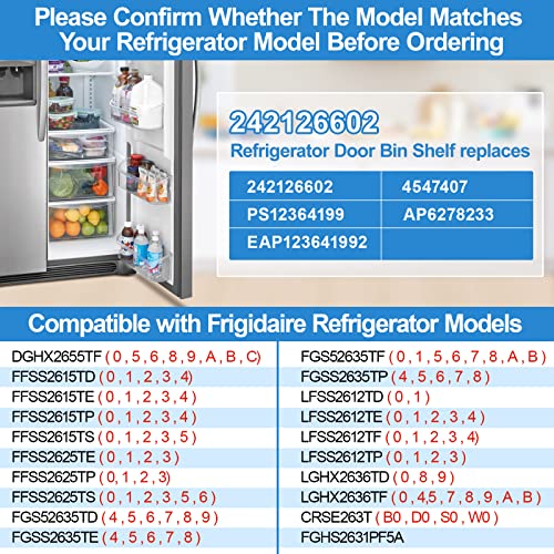 ARLBA UPGRADE 242126602 Refrigerator Door Bin Bottom 2 Shelves Replacement Compatible with Cros-ley & Frigidaire Refrigerator Door Shelf Side Rack AP6278233 4547407 FFSS2625TS0 LFSS2612TF0 2-Pack - Grill Parts America