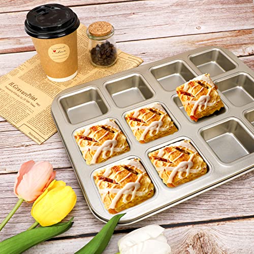 Beasea 12 Cavity Nonstick Muffin Pan Golden Brownie Pan - Kitchen Parts America