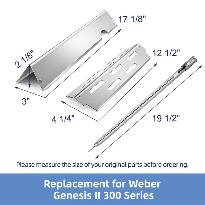 Secbinw Stainless Steel Grill Replacement Parts for Weber Genesis II Flavorizer Bars & Heat Deflector Burner Tube for Weber Genesis 2 E310 CSE315 SE335 Parts Replacement for Weber GS4 66032 66040 - Grill Parts America