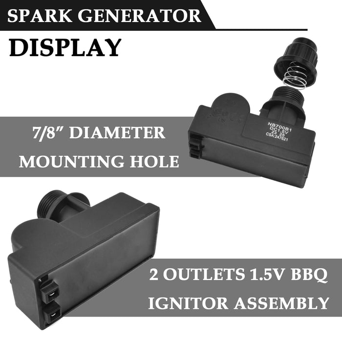 Aifeier ET Grill Spark Generator, 2 Outlet AAA Battery Push Button Electronic Igniter for Broil King, Broil-Mate, Charbroil, Grillmate, Jenn Air, Kenmore, Kmart, Master Chef - Grill Parts America