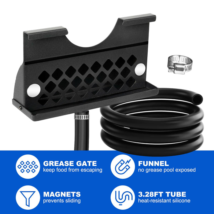 SUPRBIRD Rear Grease Drainage Funnel for Blackstone Griddle, Blackstone Grill Accessories, Enclosed Grease Catcher, Integrated Grease Trap, Reusable Drip Pan, Liners Free - Grill Parts America