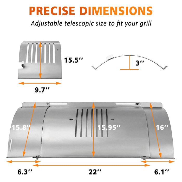 Hisencn Flame Broiler Kit for Pit Boss 700/820/850/1000/1150/1600 Series Pellet Grills, Slide Adjustment 23-32 Inches, Baked Oil Stainless Steel Flame Broiler Cover Kit Replacement Parts for Pit Boss - Grill Parts America