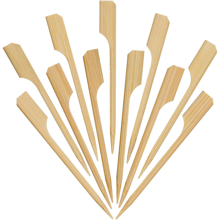 Minisland Premium 3.5 Inch Square Small Mini Bamboo Paddle Skewers for Appetizers Fruit Kabobs Sandwiches Cocktail Party Finger Food Sticks 3mm Thick 100 Counts -MSL162S - Grill Parts America