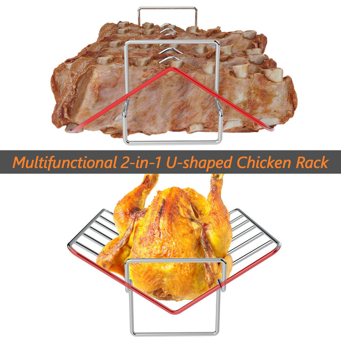 BQMAX Thanksgiving Turkey Roasting Rack for Big Green Egg, Rib Rack for Smoking and Grilling, V-Shaped Turkey Roast Rack for Kamado Joe, Large& XLarge Big Green Eggs, Turkey Roasting Rack Accessories - Grill Parts America