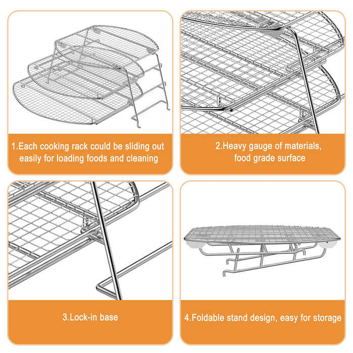 AJinTeby Foldable Multipurpose Jerky Rack Warming Rack, Cooking Expansion, for Most Grills, Big Green Egg, Kamado Joe, Pellet Smoker Grill Accessory - Grill Parts America